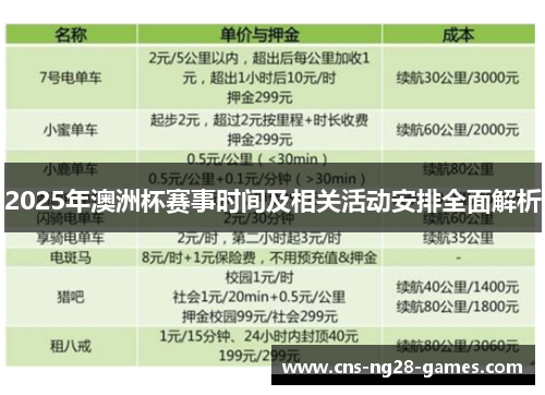 2025年澳洲杯赛事时间及相关活动安排全面解析 2025年澳洲杯赛事时间及相关活动安排全面解析